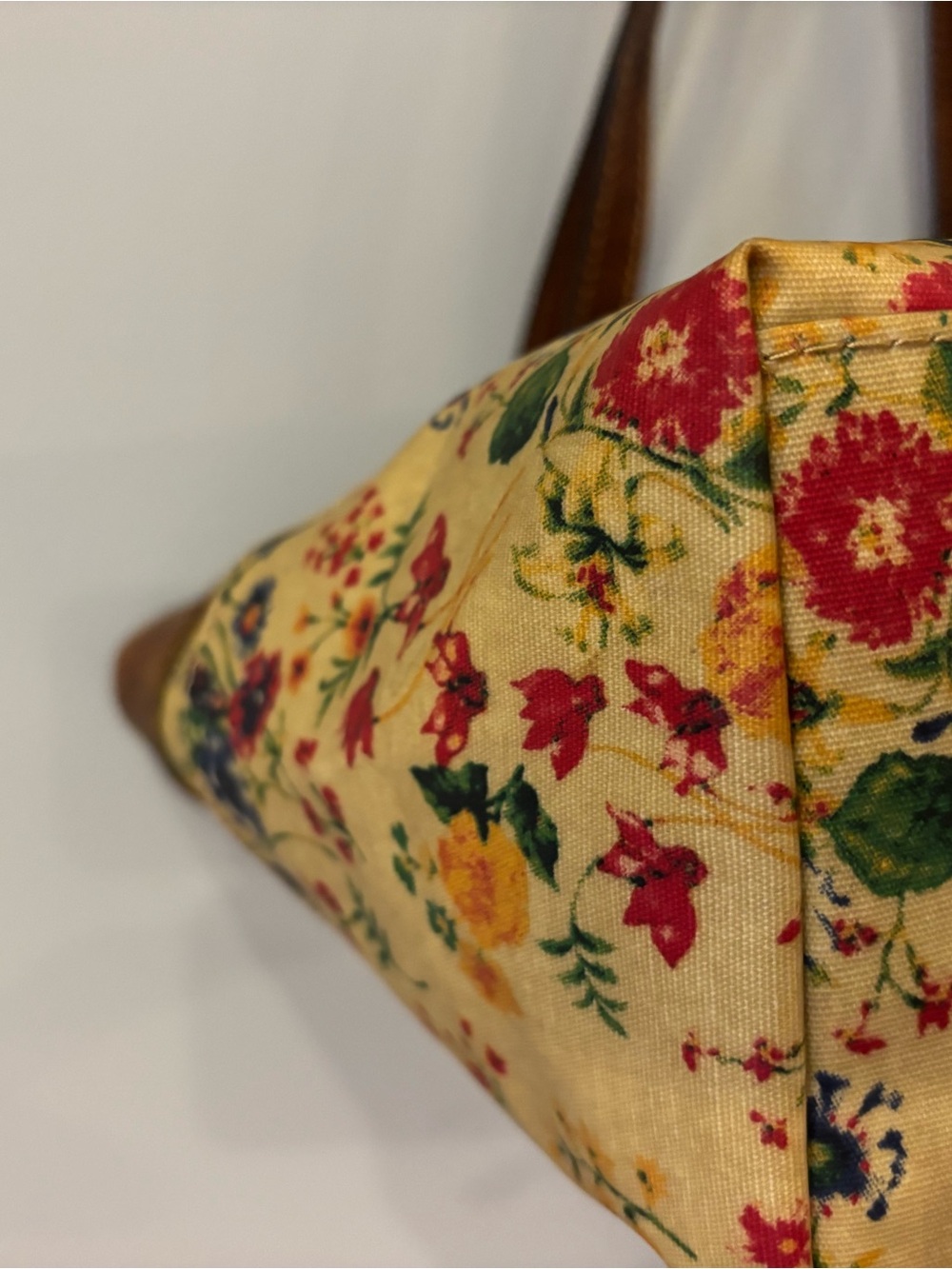 Patricia Nash Cream Floral Canvas Tote with Brown Leather Trim - Picture 6 of 16